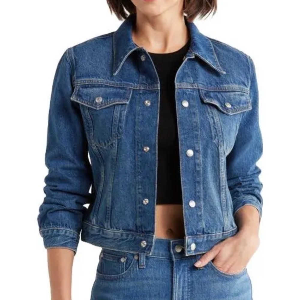 Re/Done Baby Trucker Denim Jacket Faded Rider